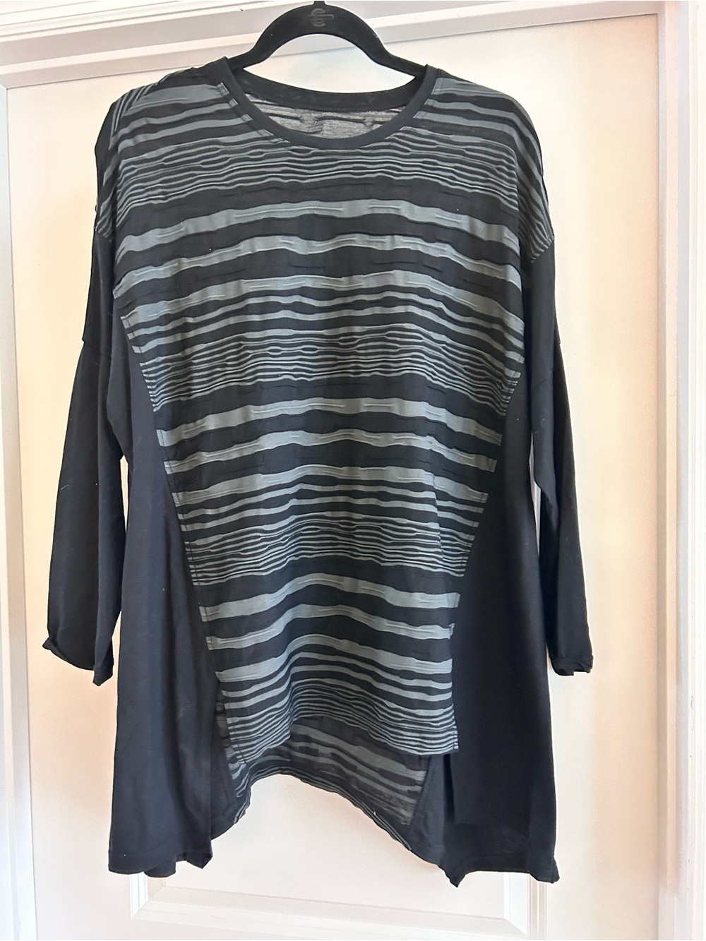 Yoshi Yoshi Abstract Stripe Tunic Top Made in Japan Black Gray Japan